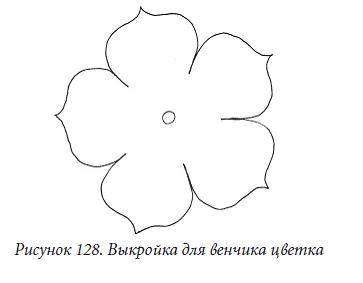 Вырезать из цветной кожи венчик и обработать края лепестков пламенем свечи так - фото 128