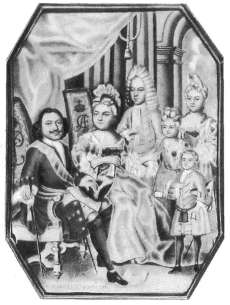 Портрет Петра I с семьей Миниатюра на финифти Г С Мусикийского 1717 г - фото 11