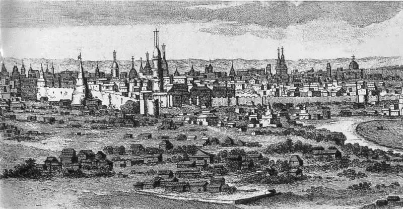 Панорама Москвы в 1702 г Иллюстрация к книге К Де Брюйна издание 1704 г - фото 13