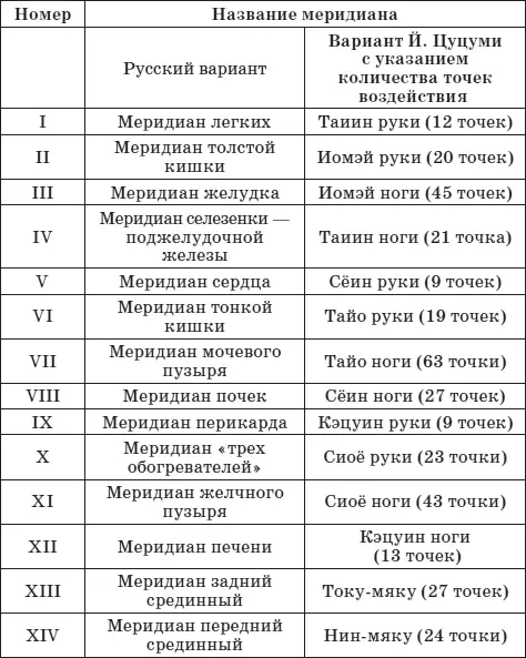 Цуцуми выделяет на каждом меридиане самые главные точки на которые и - фото 1