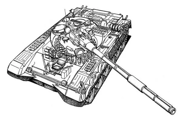 Компоновочная схема танка Т80 Рабочее место наводчика в танке Т80Б 1 - фото 6