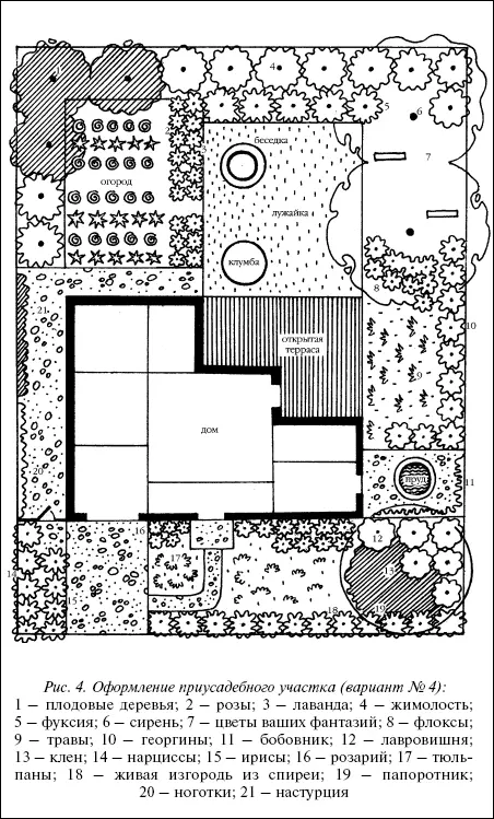 Рис 4 Оформление приусадебного участка вариант 4 1 плодовые деревья - фото 4