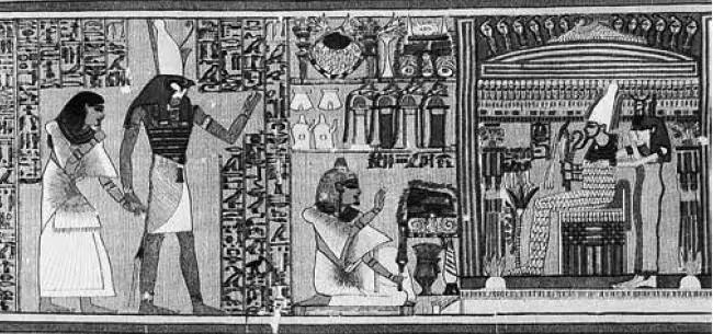 Гор ведет умершего к трону Осириса Рисунок из Книги мертвых Ани Ок 1450 г - фото 23