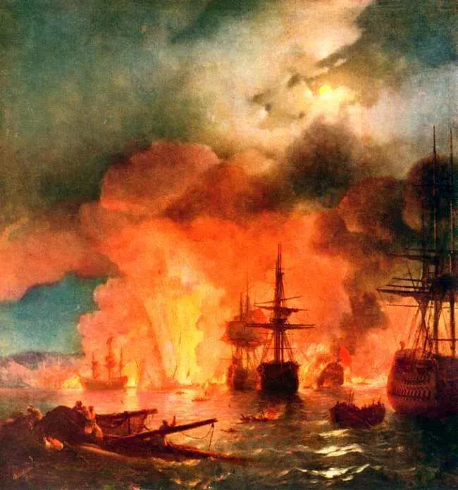 И К Айвазовский Чесменский бой 1848 Картинная галерея им И К - фото 82