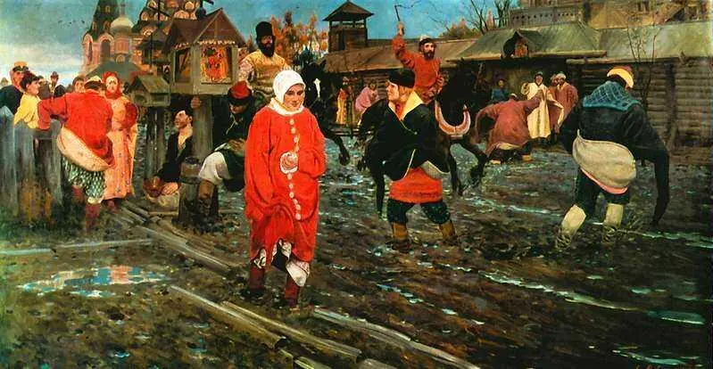 А П Рябушкин Московская улица XVII века в праздничный день 1895 Русский - фото 129