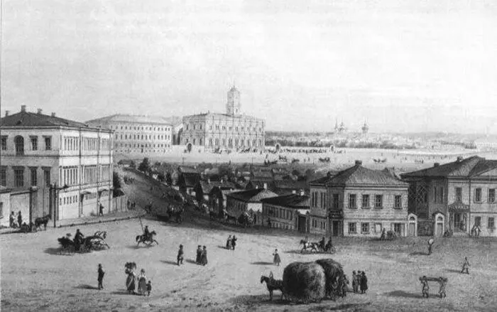 Николаевский вокзал 1851 г Грузовые подводы на площади Николаевского - фото 42