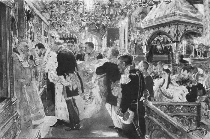 Миропомазание императора Николая Александровича Худ В А Серов 1897 г В - фото 58