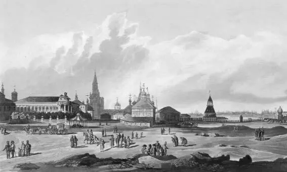 Вид Спасских ворот и их окрестностей в Москве до пожара 1812 года - фото 18