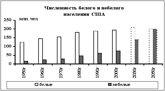 В начале второй половине ХХ века белая раса в США была абсолютно преобладающей - фото 22
