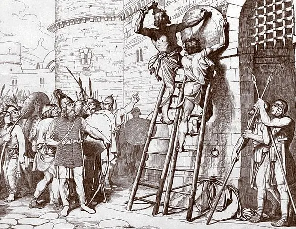 Князь Олег прибивает щит на вратах Царьграда Гравюра Ф А Бруни 1839 г - фото 57