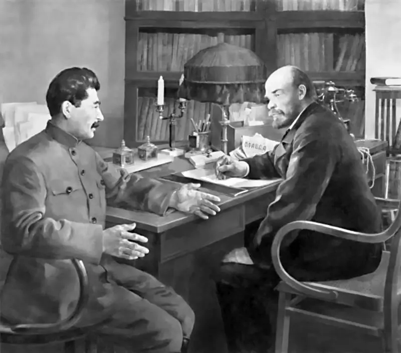 ВИ Ленин и ИВ Сталин Художник Николай Шестопалов 1938 На заседании - фото 29