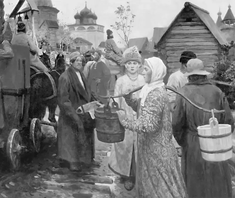 Московская улица XVII века Художник Юрий Кугач 1950е ИМПЕРАТРИЦА ЕКАТЕРИНА - фото 62