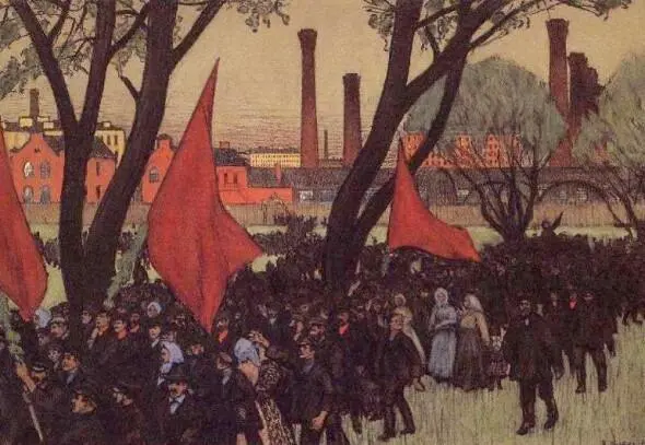 Б Кустодиев Первомайская демонстрация у Путиловского завода 1906 2 мая - фото 72