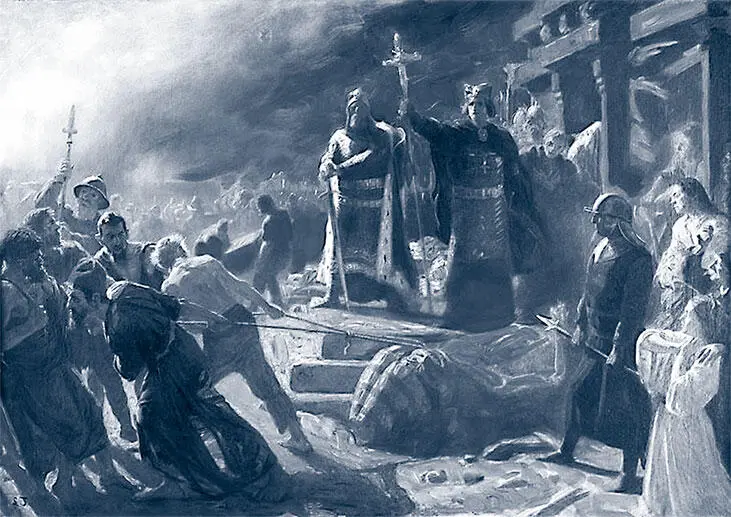 Епископ Абсалон повергает статую Свентовита в Арконе Художник Лауриц Тускен - фото 80
