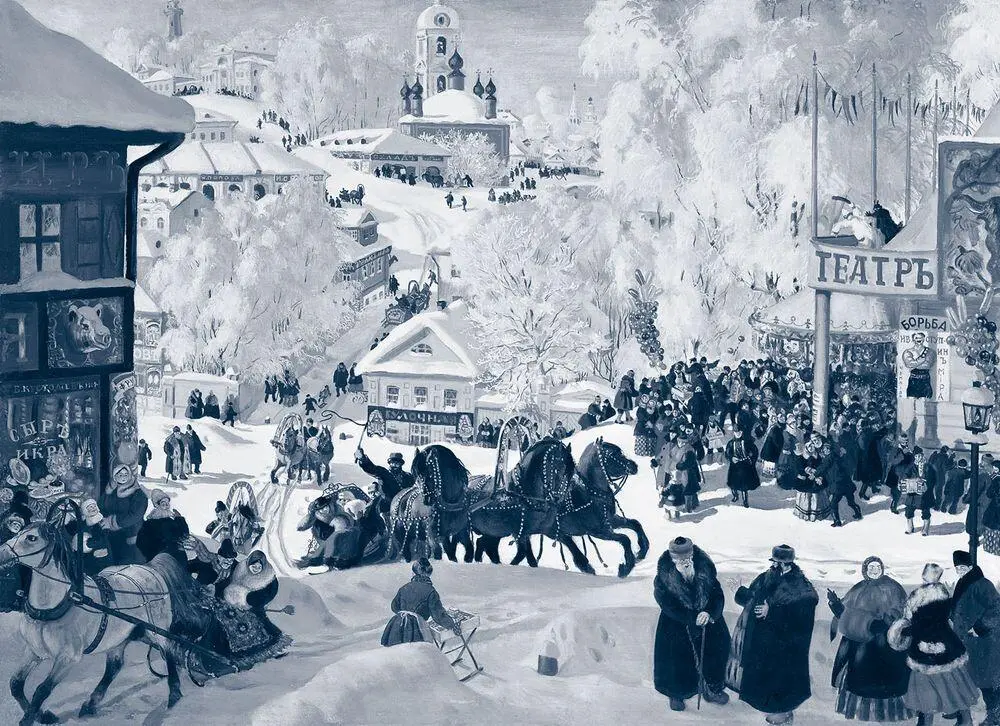 Масленица Художник Б М Кустодиев И конечно же взятие снежного городка - фото 138