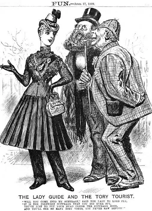 Шокирующая женщина конца XIX века Карикатура Под короткой юбкой надеты брюки - фото 5
