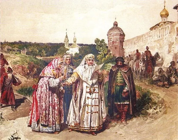 Царевна Софья получает у Троицы письмо Василия Голицына Художник К В - фото 10