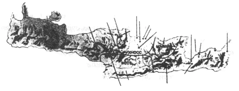 Карта острова Крит Точками Обозначены места раскопок Более четверти века - фото 6