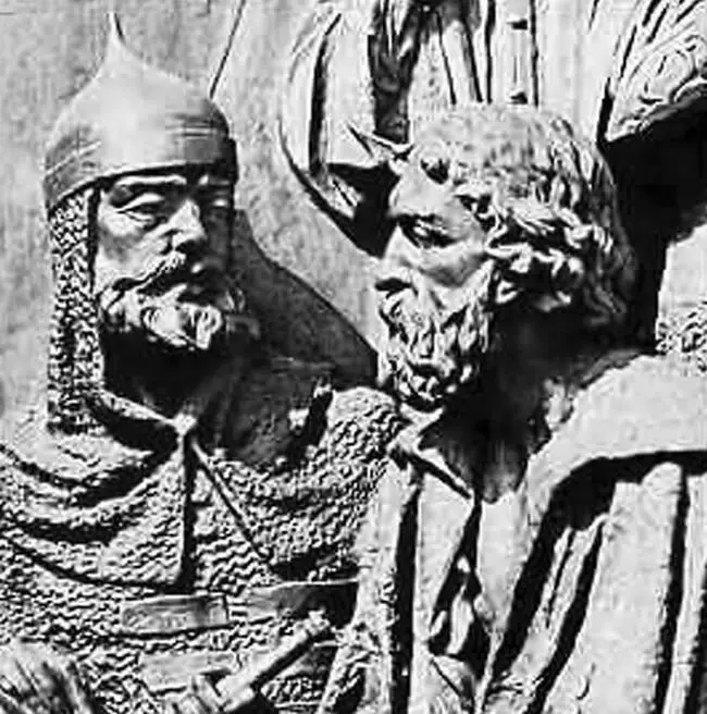 Князья Мстислав Удатный слева и Даниил Галицкий Памятник Тысячелетию - фото 10