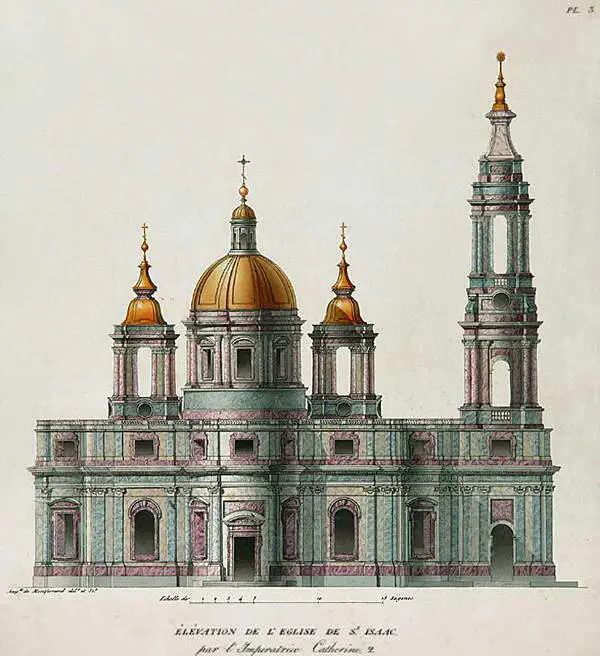 Южный фасад Исаакиевского собора Проект А Ринальди Литография по рисунку - фото 5