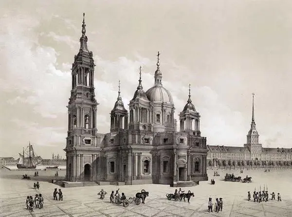 Исаакиевский собор Проект А Ринальди Литография по рисунку Монферрана 1845 - фото 7