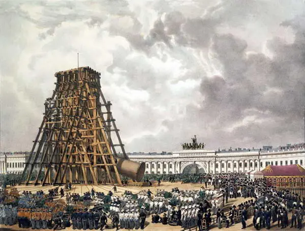 Подъем колонны Литография Бишбуа по рисунку О Монферрана 1836 г В течение - фото 70