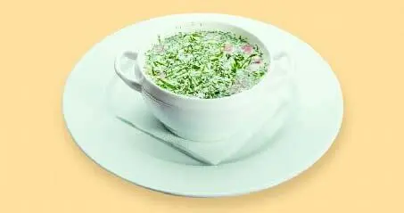 Окрошка с телятиной и овощами Суппюре с салатом перцем и зеленью Суп - фото 54