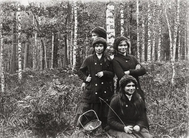 Ольга Татьяна Мария и Анастасия в лесу в Белёве осень 1913 г В 1910 году - фото 21