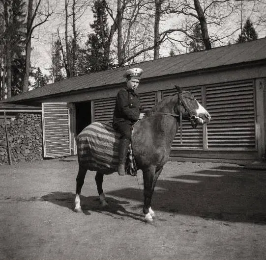 Алексей Николаевич на лошади в Царском Селе 1913 г Алексей Николаевич в - фото 25