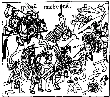 Испанцы и тласкаланцы сражаются с ацтеками Рисунок из древнемексиканской - фото 22
