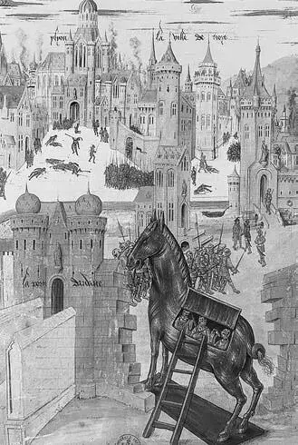 Рис 37Троянский конь на миниатюре из манускрипта Рауля Лефевра Собрание - фото 37