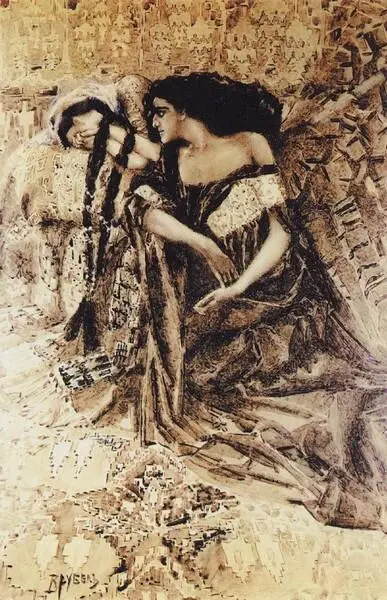 Тамара и Демон Не плачь дитя Бумага черная акварель 18901891 гг Всё - фото 13