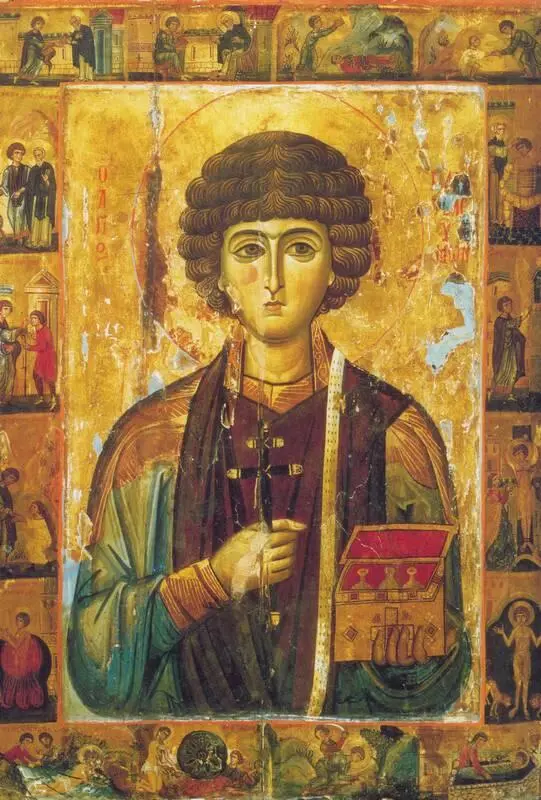 Святой Великомученик и целитель Пантелеймон Икона В голубой башенке - фото 12