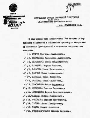Распоряжение Берии о расстреле 25ти Вот их полный список в том же порядке - фото 241