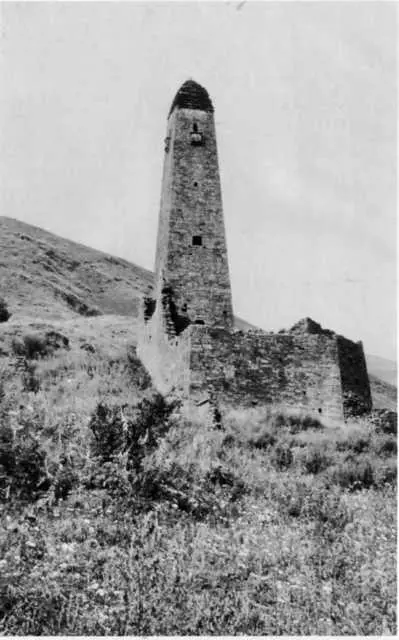 Чеченская боевая башня в ауле Моцарой Эткалинский замок Развалины мечети в - фото 3