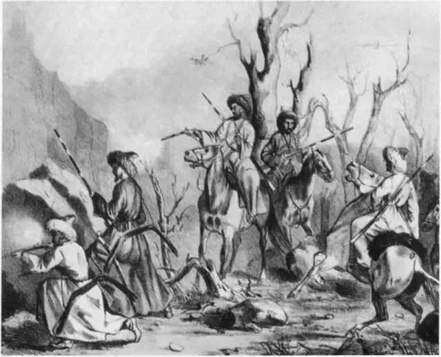 Бой чеченцев с царскими войсками Рисунок середины XIX в Таким остался имам - фото 27