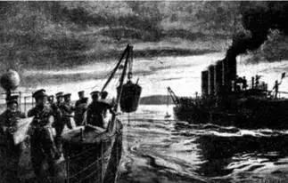 Японские миноносцы ставят мины у ПортАртура С рисунка Кирхера 1904 г По - фото 16