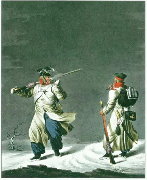 Гренадеры армейской пехоты в зимней походной форме И Каппи 1815 г На - фото 178