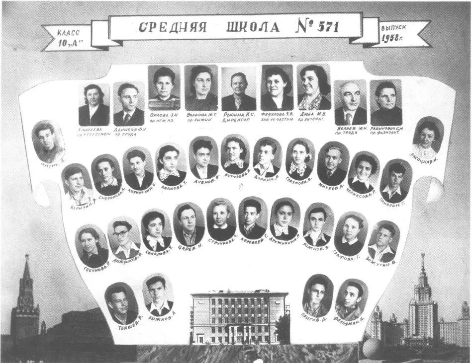 В выпускном классе школы Д А Пригов внизу справа 1958 год С сестрой - фото 24