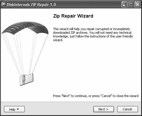 Рис 414 Интерфейс программы DiskInternals ZIP Repair В данном окне нужно - фото 67