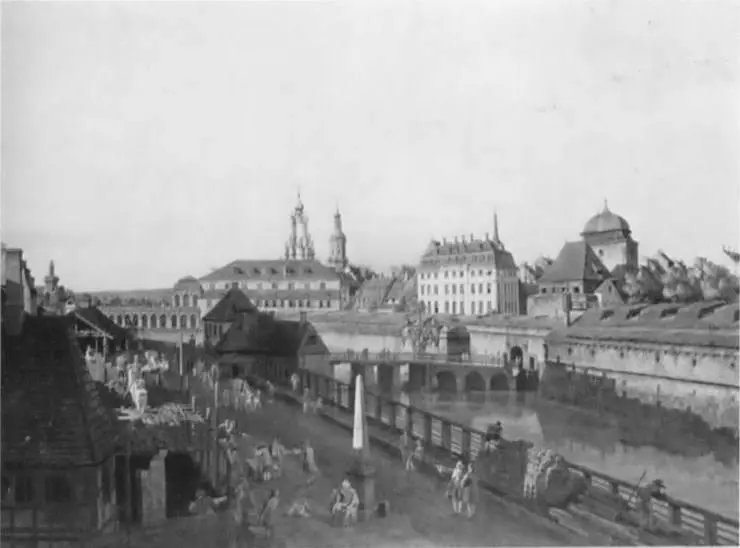 Крепостные укрепления ров и мост в Дрездене Б Беллотто 1750 г Унтер и - фото 23