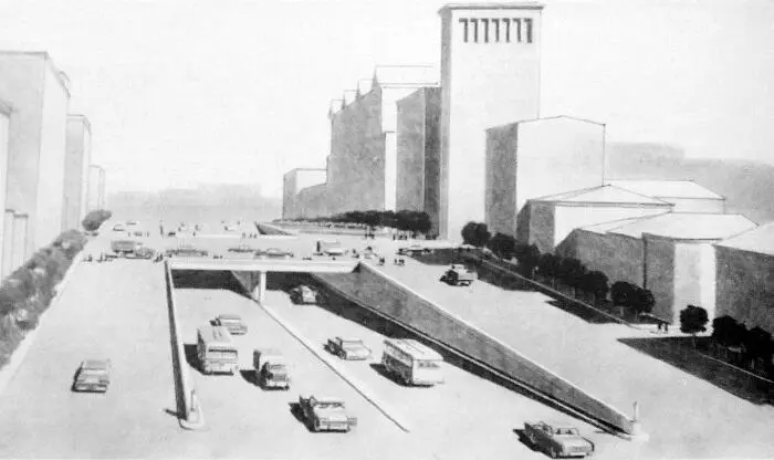 Проект тоннеля на Садовом кольце под новым проспектом 1959 г Перспектива - фото 196
