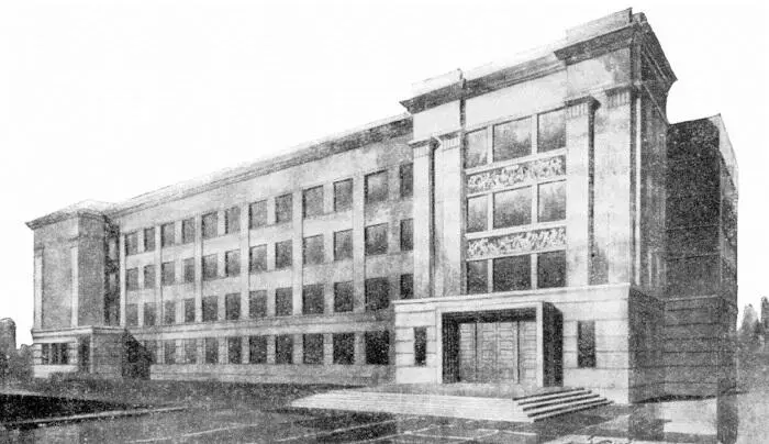 Проект школы на Октябрьской улице Арх АБ Варшавер1935 г Перспектива Но - фото 23