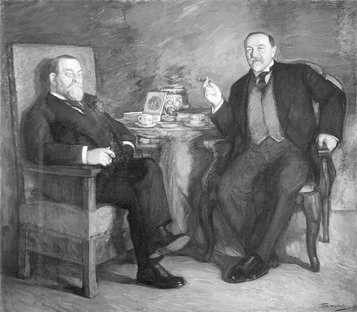 Портрет ОС Цейтлина и ДВ Высоцкого За чашкой кофе 1913 г Художник ЛО - фото 101