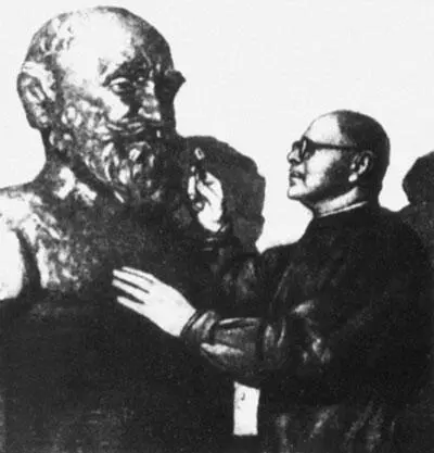 ИФ Безпалов за работой над бюстом ИП Павлова Родился ИФ Безпалов в 1877 - фото 75