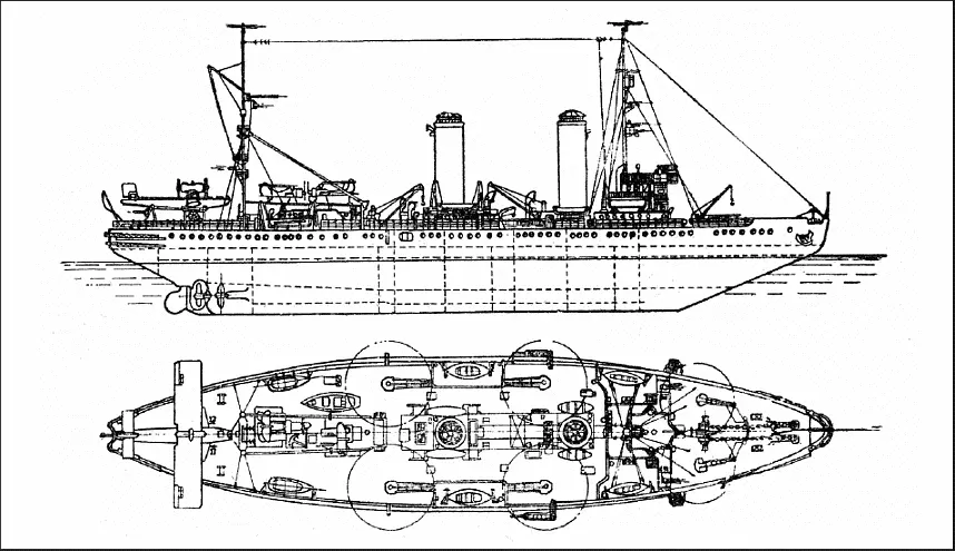 Схема проектного вида ледокола типа Иосиф Сталин Иосиф Сталин заложили 23 - фото 17