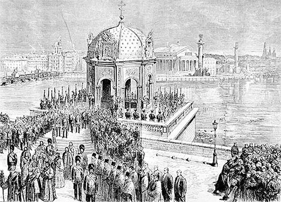 Иордань на Неве Императрица и великие княгини участвовали в шествии только до - фото 263