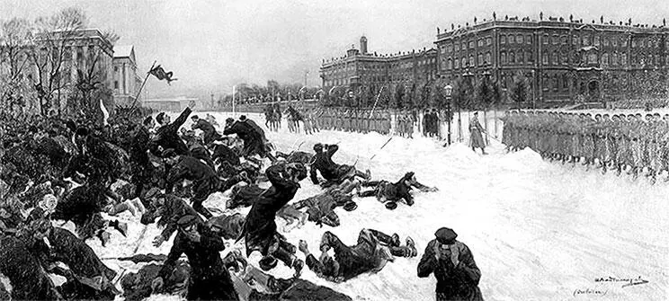 И А Владимиров Расстрел рабочих у Зимнего дворца 9 января 1905 г Казаки - фото 266