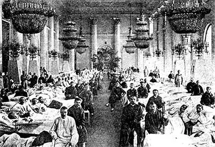 Госпитальная палата Николаевский зал Зимнего дворца в 1915 г Тогда же - фото 447