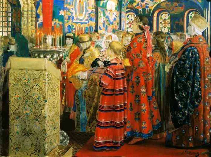 А П Рябушкин Семнадцатый век Женщины в церкви 1899 г A M Васнецов - фото 38